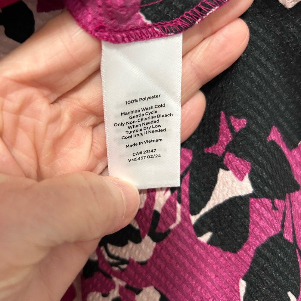Talbots Satin Cowl-Neck Shell Silhouette Roses - Picture 8 of 10